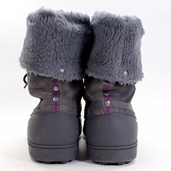 Nike Storm Warrior Snow Boots Womens Size 9.5 High Faux Gray Lace-Up Shaft 11” - Picture 9 of 11
